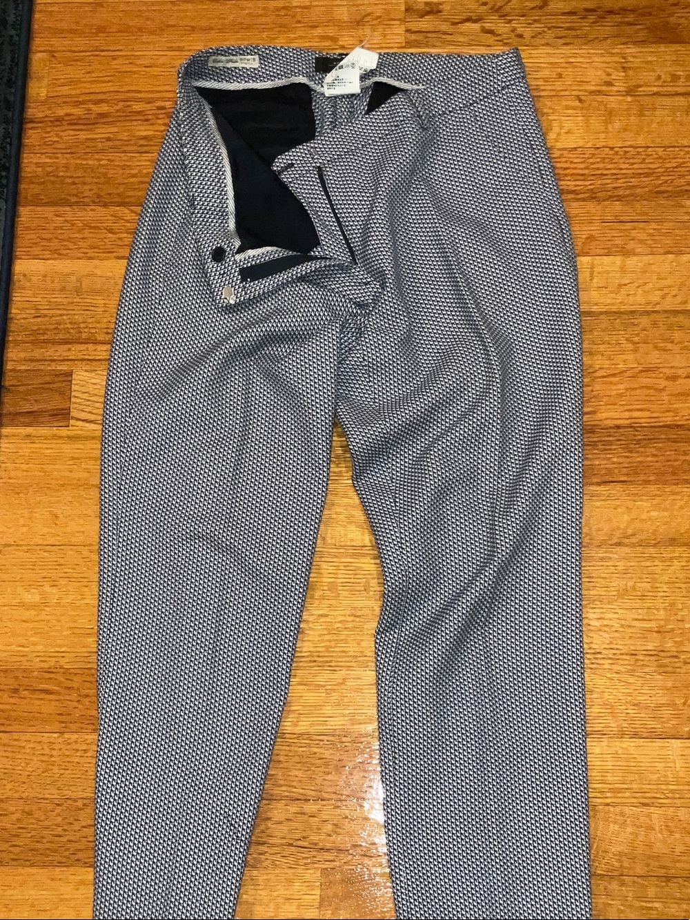 Weekend Max Mara Navy Micro-Pattern Capri Flare Pants